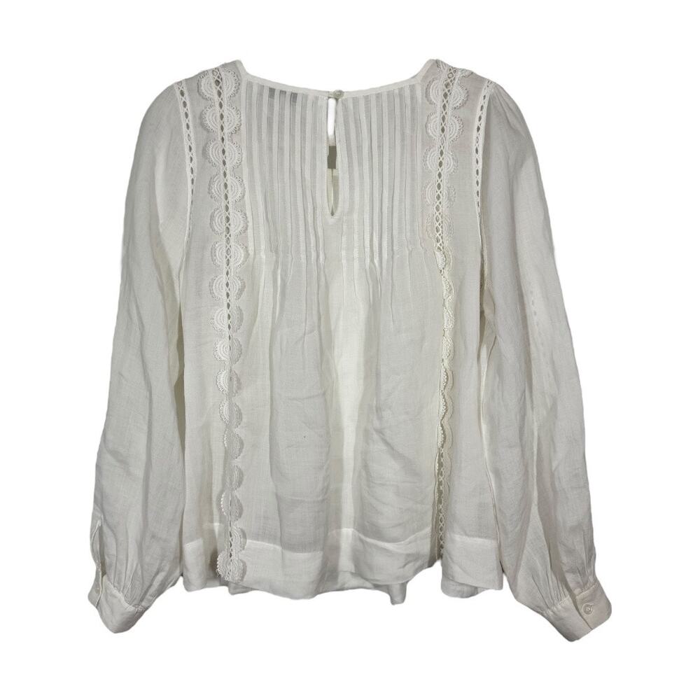 Nordstrom Signature White Peasant Blouse Medium Embroidered Lace Applique Boho - Picture 4 of 8